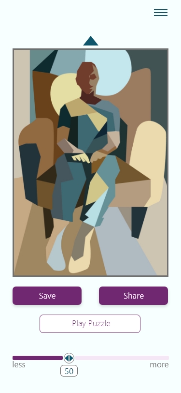 Cubism artwork with puzzle slider