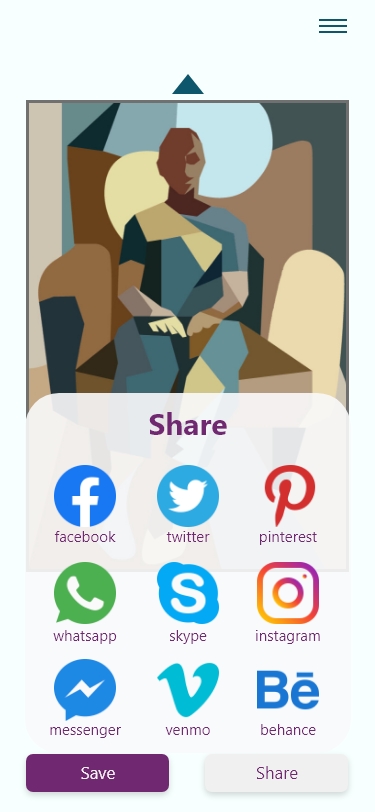 Share to social media overlay