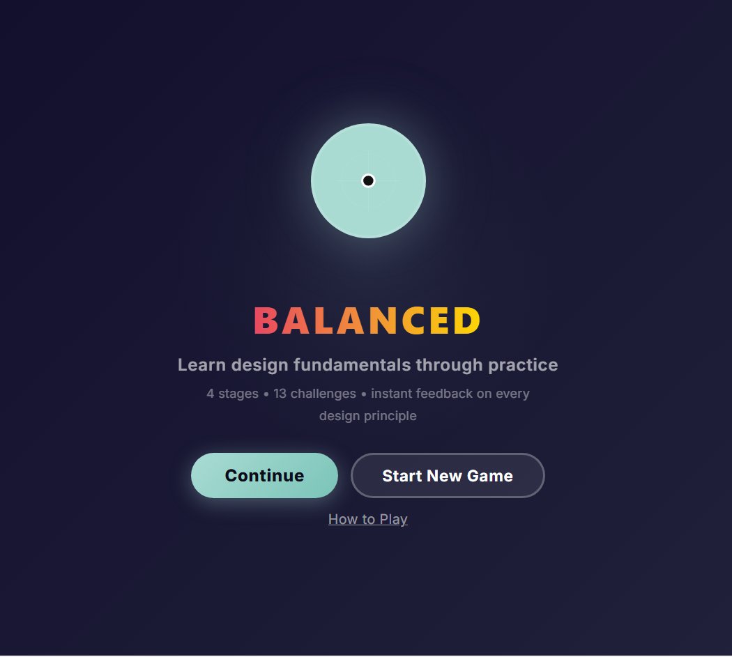 Balanced — Visual Balance Game start screen