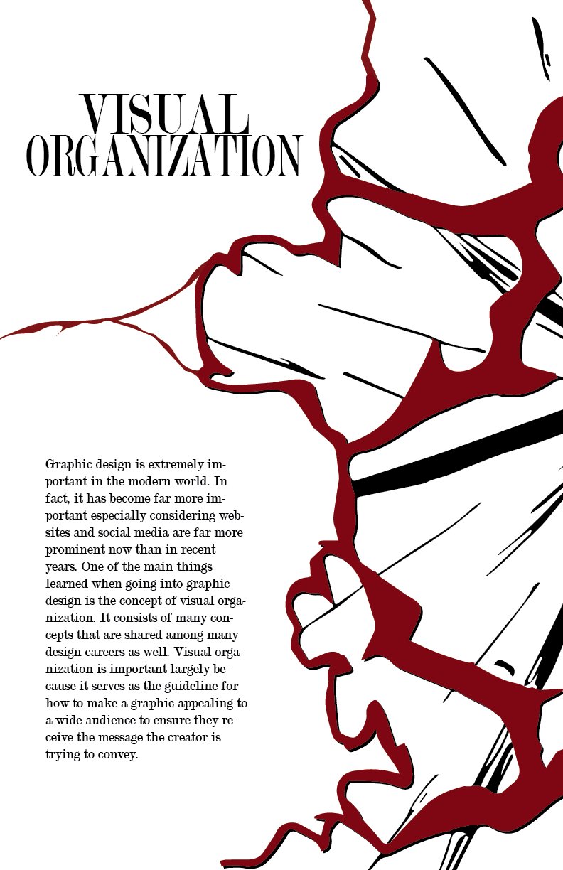 Student poster — bold red organic forms