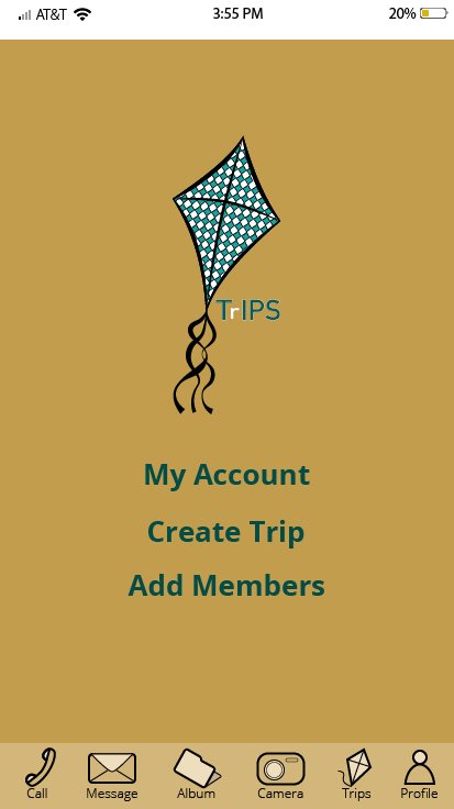 Main menu — My Account, Create Trip, Add Members