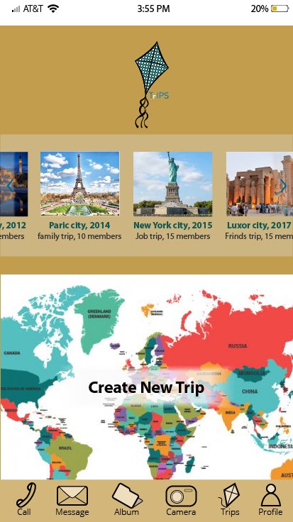 Create New Trip — with past trip thumbnails and world map