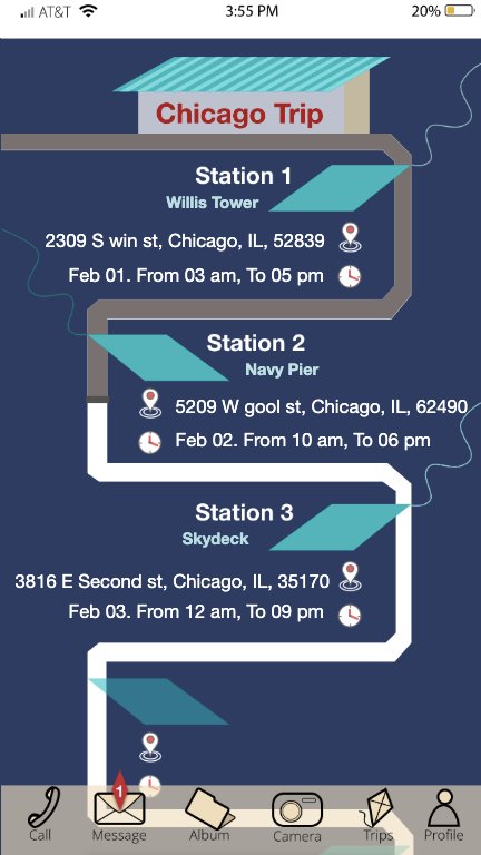 Chicago Trip directions — three stations with addresses and times
