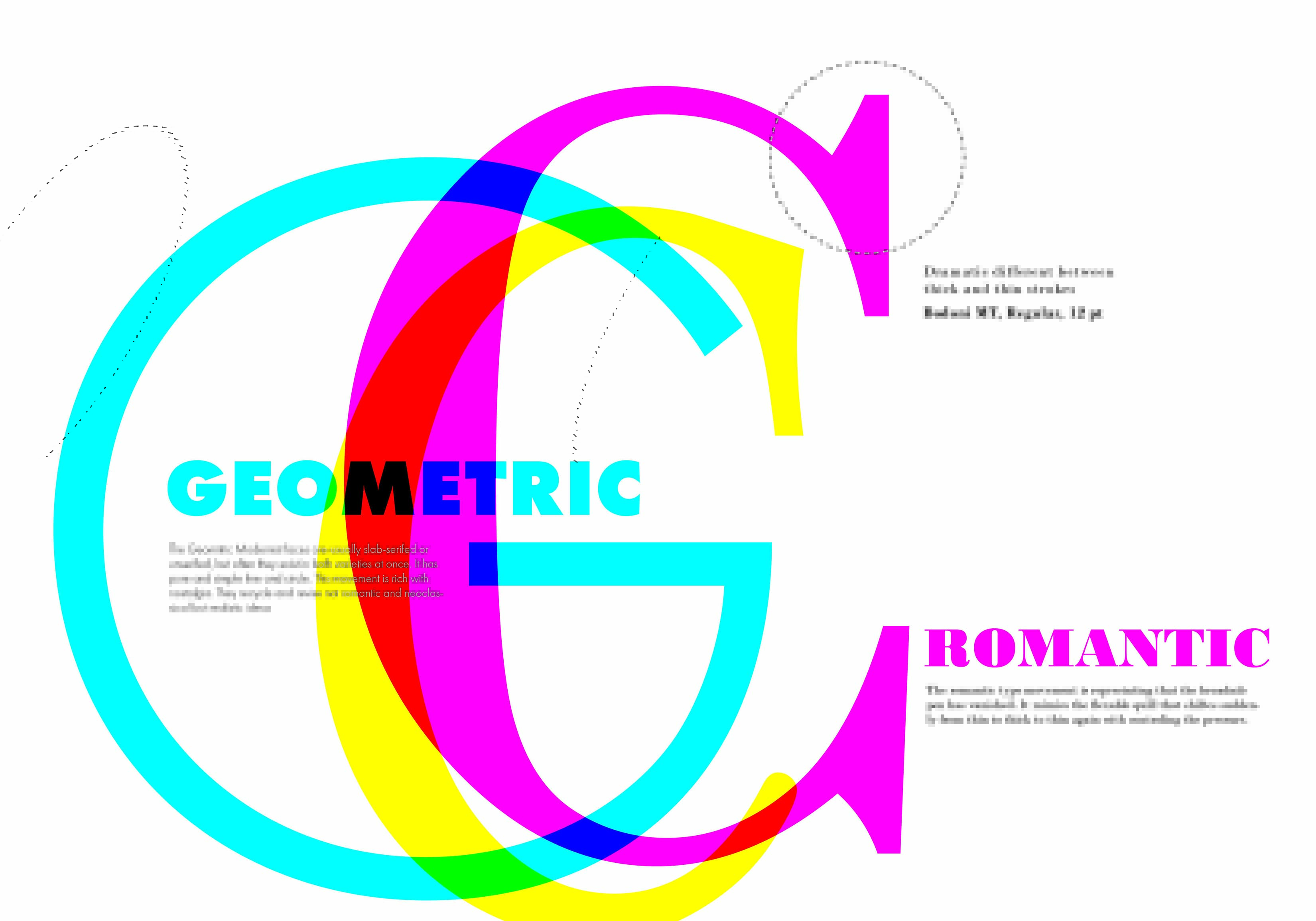 Opening spread — overlapping G letterforms in cyan, magenta, yellow
